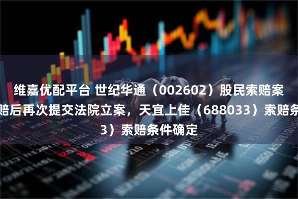 维嘉优配平台 世纪华通（002602）股民索赔案已有获赔后再次提交法院立案，天宜上佳（688033）索赔条件确定